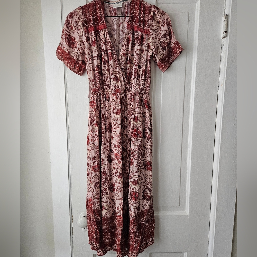 Universal Thread Bohemian Floral Midi Dress - Pink and Red